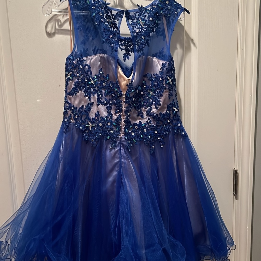 Blue Cocktail Homecoming Dress - Picture 3 of 8